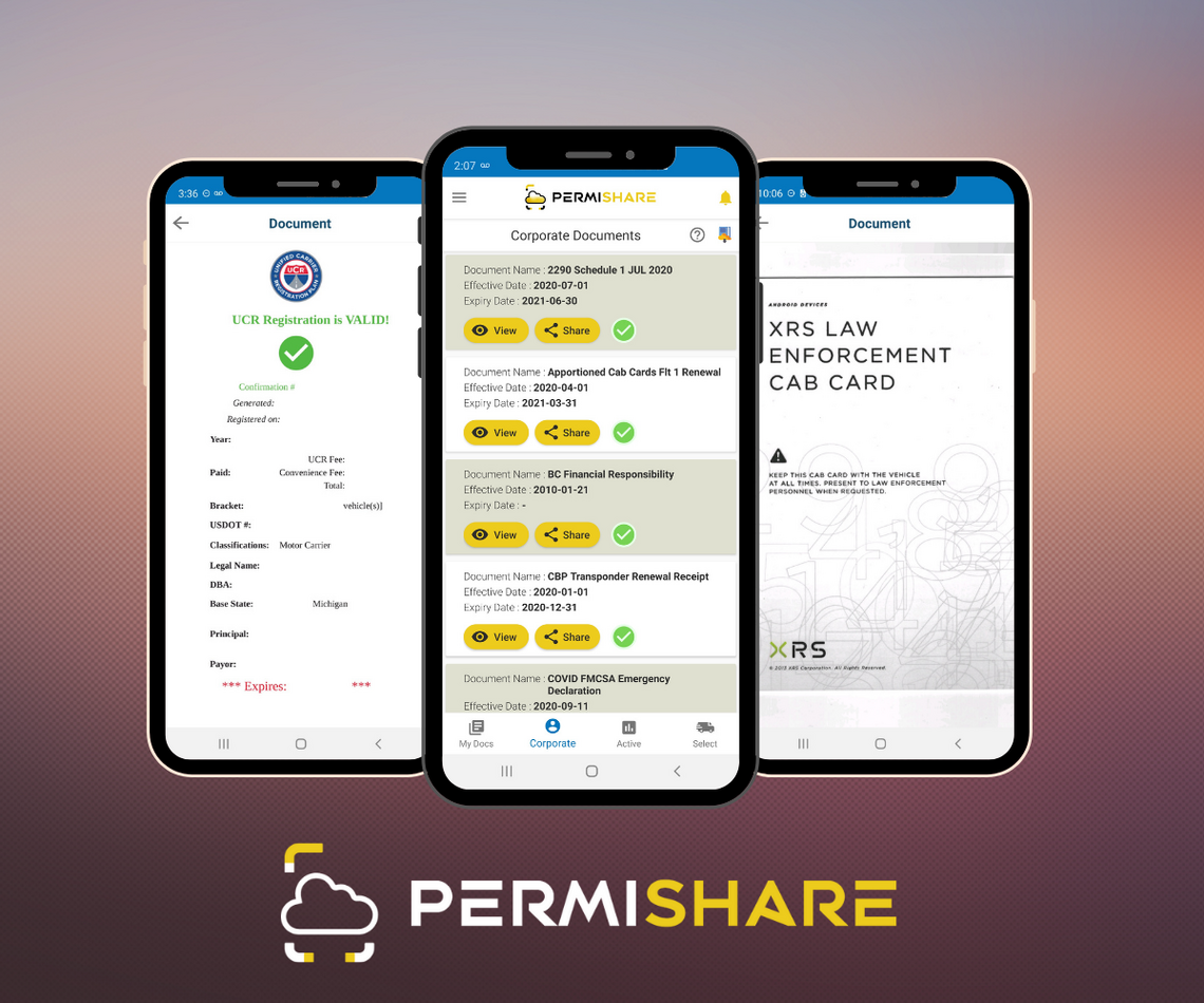 Image of PermiShare mobile app home screen.