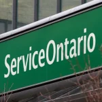 ServiceOntario sign, to obtain prorate plates